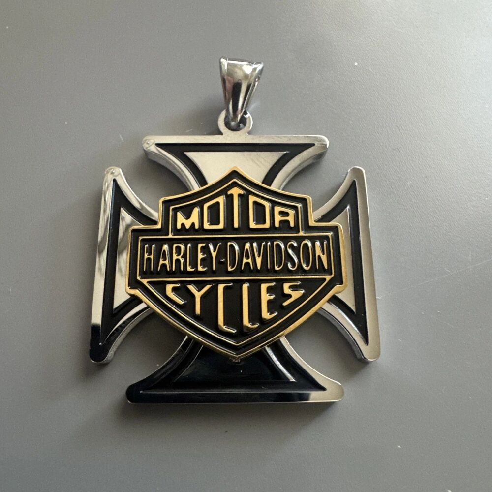 Harley Davidson Pendant Motorcycle Bike Cross 24 Inch Chain Stainless Steel